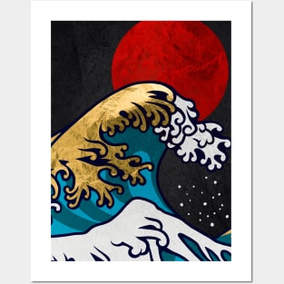 Golden Great Wave off Kanagawa Posters and Art